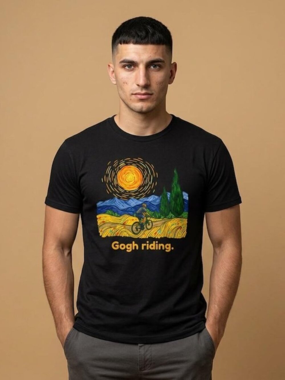Gogh Riding Funny Cycling Van Gogh Art Bike T-Shirt